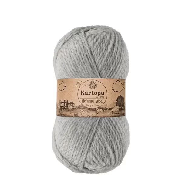 Kartopu Melange Wool el örgü ipliği, %80 akrilik ve %20 yün karışımından üretilmiş, 100 gramlık ve 170 metre uzunluğunda yumuşak dokulu iplik. Kazak, yelek, hırka, atkı, bere gibi örgü projelerinde kullanılabilecek ideal bir ip.