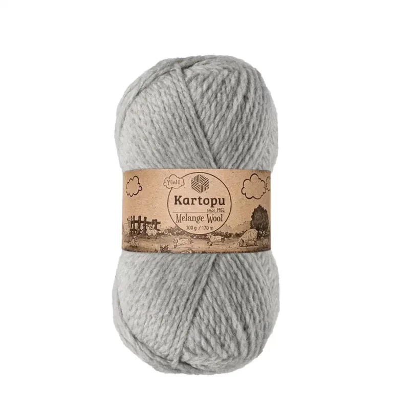 Kartopu Melange Wool el örgü ipliği, %80 akrilik ve %20 yün karışımından üretilmiş, 100 gramlık ve 170 metre uzunluğunda yumuşak dokulu iplik. Kazak, yelek, hırka, atkı, bere gibi örgü projelerinde kullanılabilecek ideal bir ip.