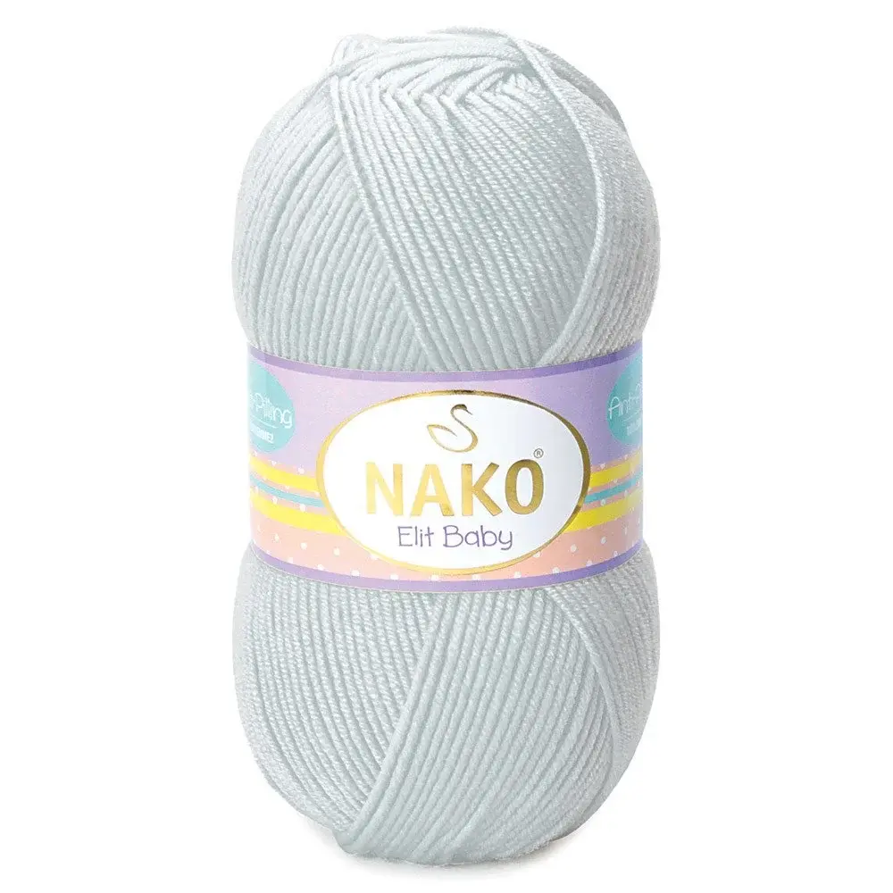nako-elit-baby-4672 Nako Elit Baby: %100 Premium Anti Pill Akrilik içeriğiyle tüylenme yapmayan, yumuşak ve dayanıklı bir ipliktir. Bebekler ve alerjik ciltler için güvenle tercih edilebilir. 100 gr, 250 m uzunluğunda olup 3.5-4 mm şiş ve 2 mm tığ ile idealdir.