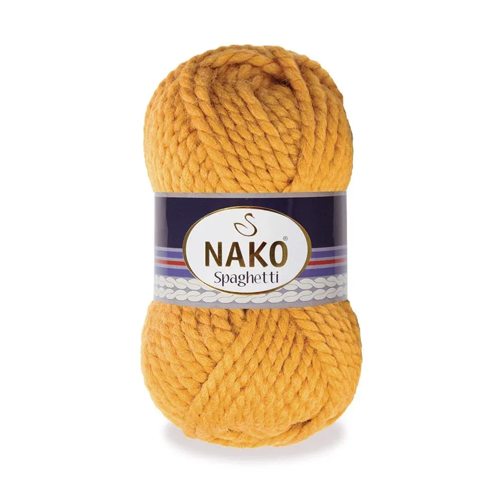 nako-spaghetti-941 Nako Spaghetti: %75 akrilik, %25 yün karışımı kalın yapısıyla kışlık örgüler için ideal. Kolay örülür, yumuşak dokusu ve harika renkleriyle fark yaratır!