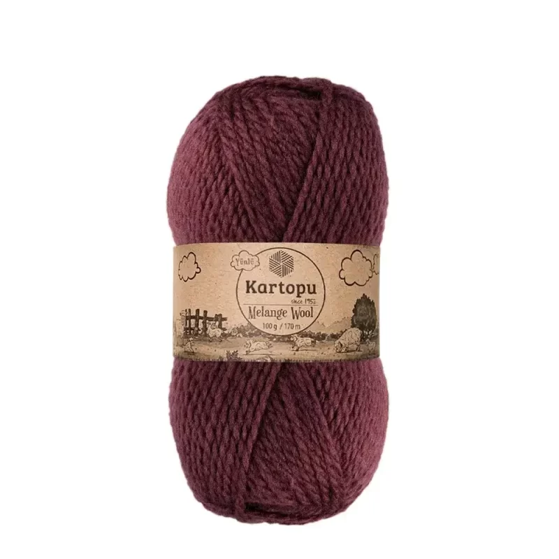 Kartopu Melange Wool el örgü ipliği, %80 akrilik ve %20 yün karışımından üretilmiş, 100 gramlık ve 170 metre uzunluğunda yumuşak dokulu iplik. Kazak, yelek, hırka, atkı, bere gibi örgü projelerinde kullanılabilecek ideal bir ip.