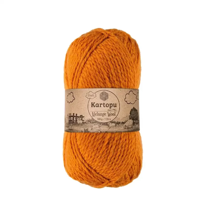 Kartopu Melange Wool el örgü ipliği, %80 akrilik ve %20 yün karışımından üretilmiş, 100 gramlık ve 170 metre uzunluğunda yumuşak dokulu iplik. Kazak, yelek, hırka, atkı, bere gibi örgü projelerinde kullanılabilecek ideal bir ip.