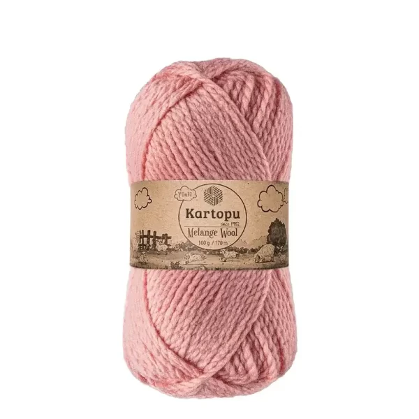Kartopu Melange Wool el örgü ipliği, %80 akrilik ve %20 yün karışımından üretilmiş, 100 gramlık ve 170 metre uzunluğunda yumuşak dokulu iplik. Kazak, yelek, hırka, atkı, bere gibi örgü projelerinde kullanılabilecek ideal bir ip.