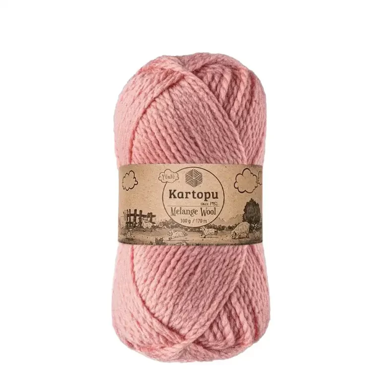 Kartopu Melange Wool el örgü ipliği, %80 akrilik ve %20 yün karışımından üretilmiş, 100 gramlık ve 170 metre uzunluğunda yumuşak dokulu iplik. Kazak, yelek, hırka, atkı, bere gibi örgü projelerinde kullanılabilecek ideal bir ip.