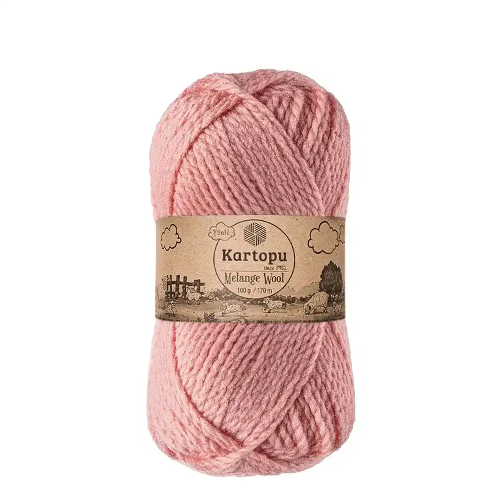 kartopu-melange-wool-k2116 Kartopu Melange Wool el örgü ipliği, %80 akrilik ve %20 yün karışımından üretilmiş, 100 gramlık ve 170 metre uzunluğunda yumuşak dokulu iplik. Kazak, yelek, hırka, atkı, bere gibi örgü projelerinde kullanılabilecek ideal bir ip.