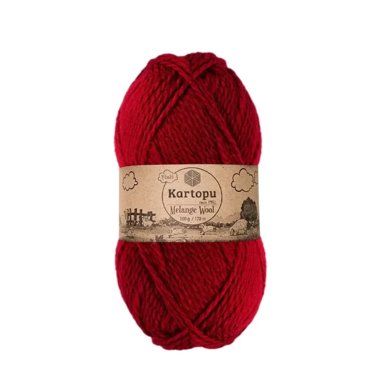 Kartopu Melange Wool el örgü ipliği, %80 akrilik ve %20 yün karışımından üretilmiş, 100 gramlık ve 170 metre uzunluğunda yumuşak dokulu iplik. Kazak, yelek, hırka, atkı, bere gibi örgü projelerinde kullanılabilecek ideal bir ip.