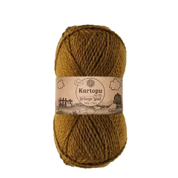 Kartopu Melange Wool el örgü ipliği, %80 akrilik ve %20 yün karışımından üretilmiş, 100 gramlık ve 170 metre uzunluğunda yumuşak dokulu iplik. Kazak, yelek, hırka, atkı, bere gibi örgü projelerinde kullanılabilecek ideal bir ip.