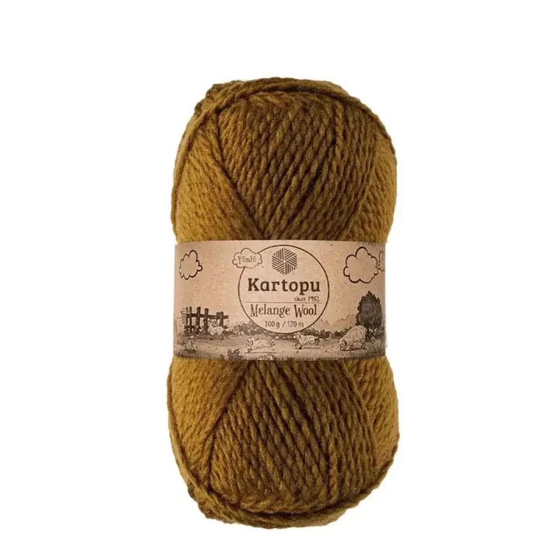 Kartopu Melange Wool el örgü ipliği, %80 akrilik ve %20 yün karışımından üretilmiş, 100 gramlık ve 170 metre uzunluğunda yumuşak dokulu iplik. Kazak, yelek, hırka, atkı, bere gibi örgü projelerinde kullanılabilecek ideal bir ip.