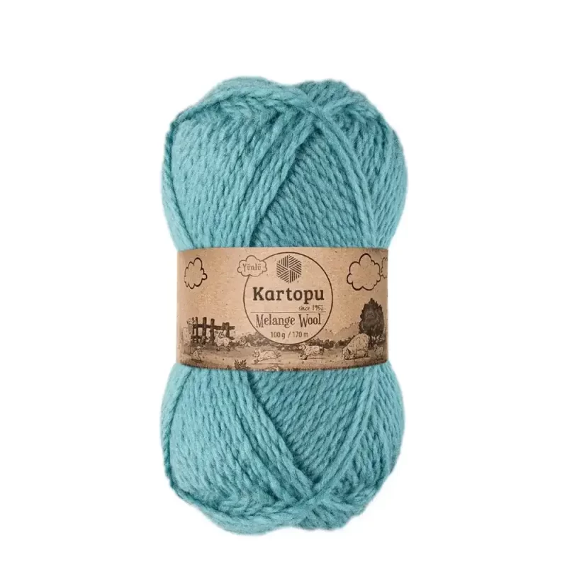 Kartopu Melange Wool el örgü ipliği, %80 akrilik ve %20 yün karışımından üretilmiş, 100 gramlık ve 170 metre uzunluğunda yumuşak dokulu iplik. Kazak, yelek, hırka, atkı, bere gibi örgü projelerinde kullanılabilecek ideal bir ip.