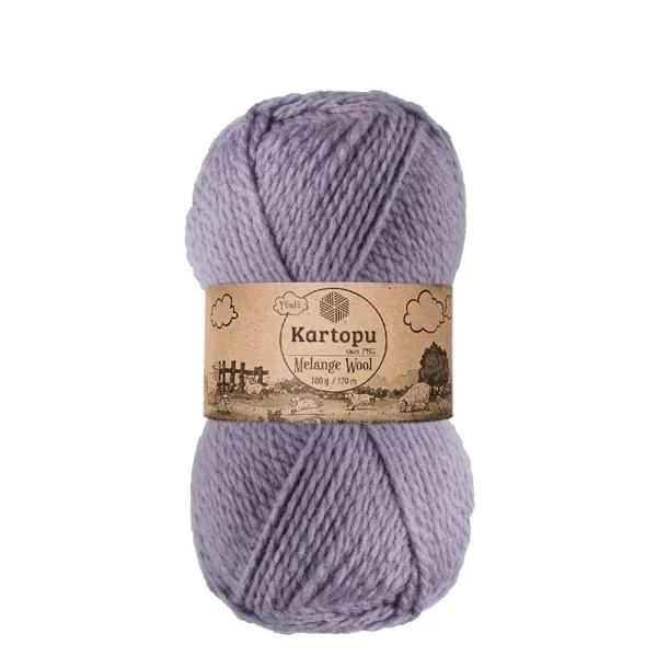 Kartopu Melange Wool el örgü ipliği, %80 akrilik ve %20 yün karışımından üretilmiş, 100 gramlık ve 170 metre uzunluğunda yumuşak dokulu iplik. Kazak, yelek, hırka, atkı, bere gibi örgü projelerinde kullanılabilecek ideal bir ip.