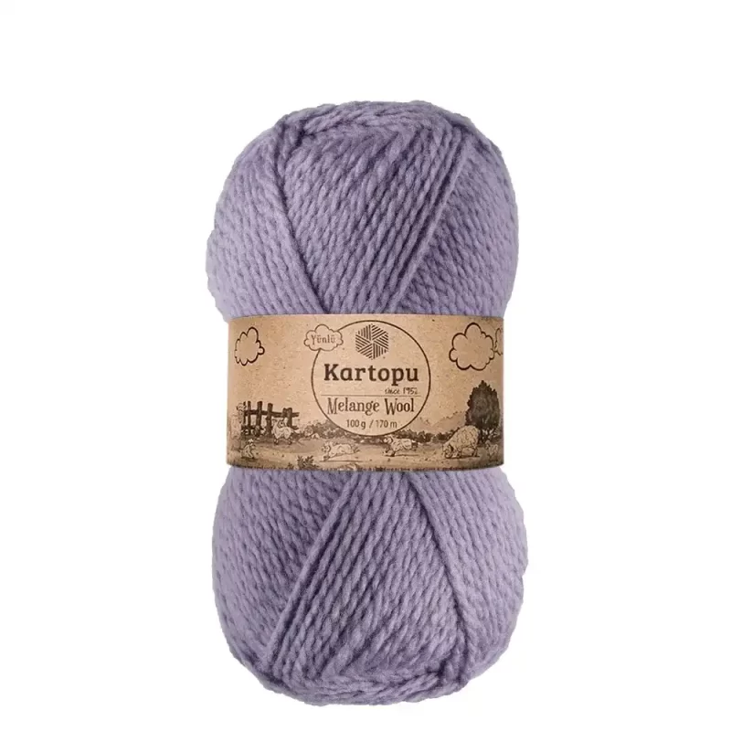 Kartopu Melange Wool el örgü ipliği, %80 akrilik ve %20 yün karışımından üretilmiş, 100 gramlık ve 170 metre uzunluğunda yumuşak dokulu iplik. Kazak, yelek, hırka, atkı, bere gibi örgü projelerinde kullanılabilecek ideal bir ip.