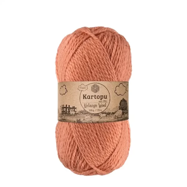 Kartopu Melange Wool el örgü ipliği, %80 akrilik ve %20 yün karışımından üretilmiş, 100 gramlık ve 170 metre uzunluğunda yumuşak dokulu iplik. Kazak, yelek, hırka, atkı, bere gibi örgü projelerinde kullanılabilecek ideal bir ip.