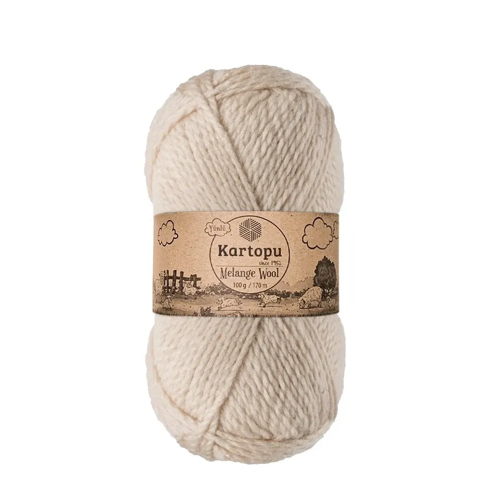 kartopu-melange-wool-k855 Kartopu Melange Wool el örgü ipliği, %80 akrilik ve %20 yün karışımından üretilmiş, 100 gramlık ve 170 metre uzunluğunda yumuşak dokulu iplik. Kazak, yelek, hırka, atkı, bere gibi örgü projelerinde kullanılabilecek ideal bir ip.