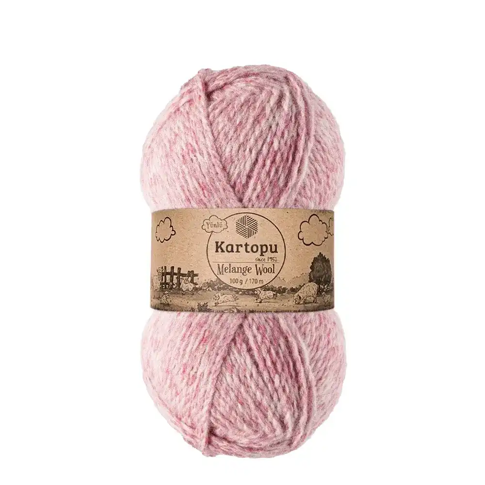 kartopu-melange-wool-k9004 Kartopu Melange Wool el örgü ipliği, %80 akrilik ve %20 yün karışımından üretilmiş, 100 gramlık ve 170 metre uzunluğunda yumuşak dokulu iplik. Kazak, yelek, hırka, atkı, bere gibi örgü projelerinde kullanılabilecek ideal bir ip.