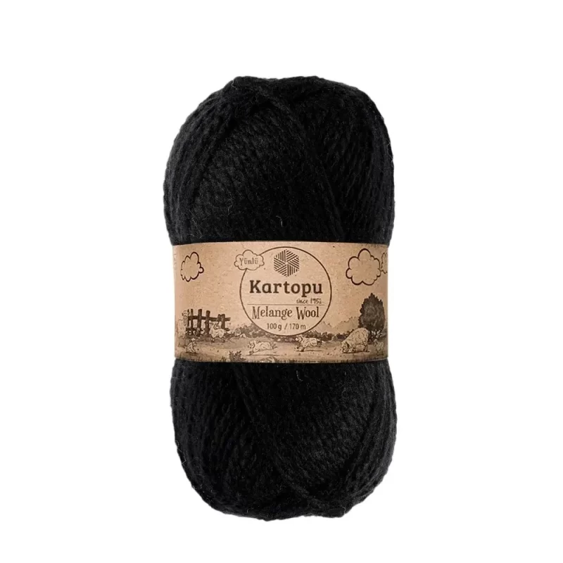 Kartopu Melange Wool el örgü ipliği, %80 akrilik ve %20 yün karışımından üretilmiş, 100 gramlık ve 170 metre uzunluğunda yumuşak dokulu iplik. Kazak, yelek, hırka, atkı, bere gibi örgü projelerinde kullanılabilecek ideal bir ip.