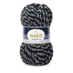 Nako Spaghetti: %75 akrilik, %25 yün karışımı kalın yapısıyla kışlık örgüler için ideal. Kolay örülür, yumuşak dokusu ve harika renkleriyle fark yaratır!