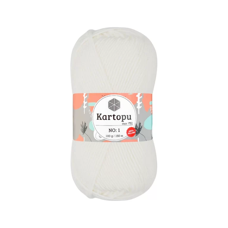 Kartopu No.1 El Örgü İpi - Anti-pilling özellikli, %100 akrilik, yumuşak ve dayanıklı örgü ipi