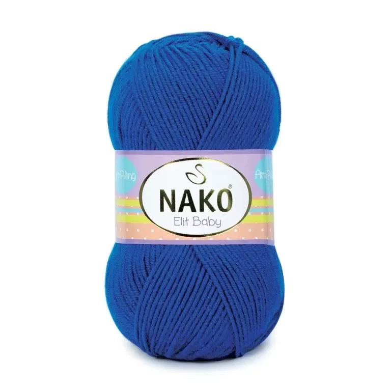 Nako Elit Baby: %100 Premium Anti Pill Akrilik içeriğiyle tüylenme yapmayan, yumuşak ve dayanıklı bir ipliktir. Bebekler ve alerjik ciltler için güvenle tercih edilebilir. 100 gr, 250 m uzunluğunda olup 3.5-4 mm şiş ve 2 mm tığ ile idealdir.
