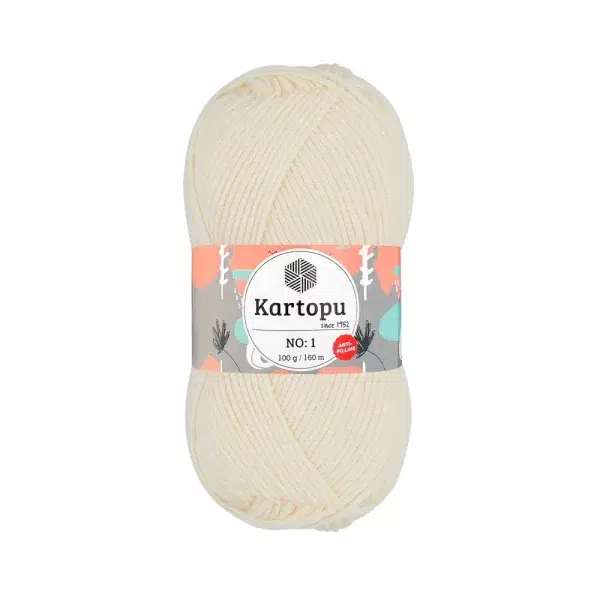 Kartopu No.1 El Örgü İpi - Anti-pilling özellikli, %100 akrilik, yumuşak ve dayanıklı örgü ipi