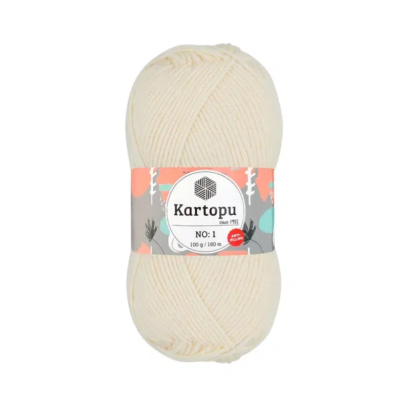 Kartopu No.1 El Örgü İpi - Anti-pilling özellikli, %100 akrilik, yumuşak ve dayanıklı örgü ipi