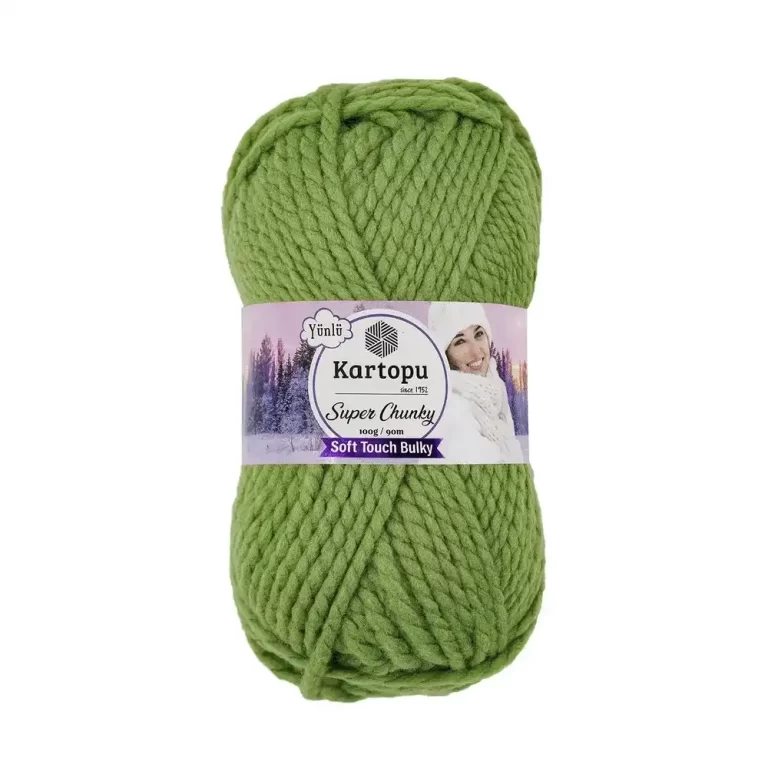 Kartopu Super Chunky el örgü ipliği, %80 akrilik ve %20 yün karışımından üretilmiş, 100 gramlık ve 90 metre uzunluğunda yumuşak dokulu iplik. Kazak, yelek, hırka, atkı, bere gibi örgü projelerinde kullanılabilecek ideal bir ip.