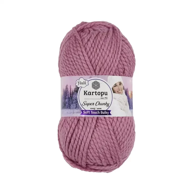 Kartopu Super Chunky el örgü ipliği, %80 akrilik ve %20 yün karışımından üretilmiş, 100 gramlık ve 90 metre uzunluğunda yumuşak dokulu iplik. Kazak, yelek, hırka, atkı, bere gibi örgü projelerinde kullanılabilecek ideal bir ip.