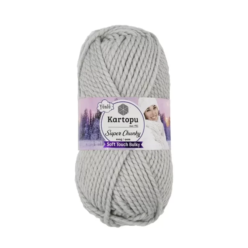Kartopu Super Chunky el örgü ipliği, %80 akrilik ve %20 yün karışımından üretilmiş, 100 gramlık ve 90 metre uzunluğunda yumuşak dokulu iplik. Kazak, yelek, hırka, atkı, bere gibi örgü projelerinde kullanılabilecek ideal bir ip.