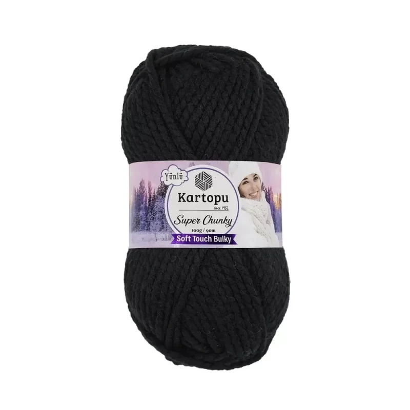 Kartopu Super Chunky el örgü ipliği, %80 akrilik ve %20 yün karışımından üretilmiş, 100 gramlık ve 90 metre uzunluğunda yumuşak dokulu iplik. Kazak, yelek, hırka, atkı, bere gibi örgü projelerinde kullanılabilecek ideal bir ip.
