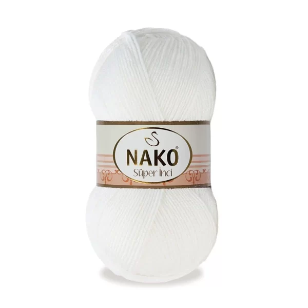 Nako Süper İnci İplik: %25 yün, %75 akrilik, 100 g - 260 m. Kolay örülür, 30°C’de yıkanabilir, zengin renk seçenekleriyle her projeye uygun!