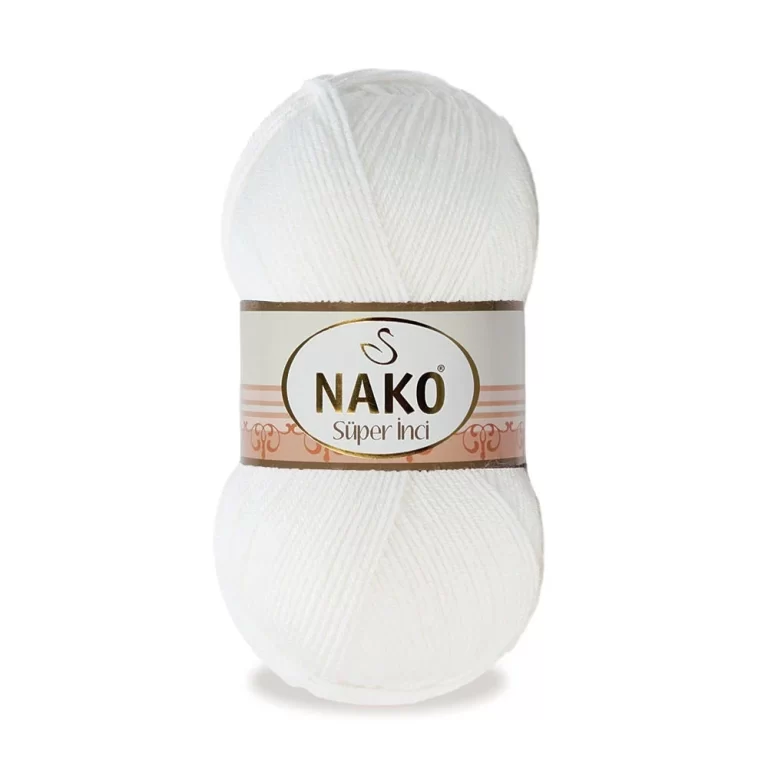 Nako Süper İnci İplik: %25 yün, %75 akrilik, 100 g - 260 m. Kolay örülür, 30°C’de yıkanabilir, zengin renk seçenekleriyle her projeye uygun!