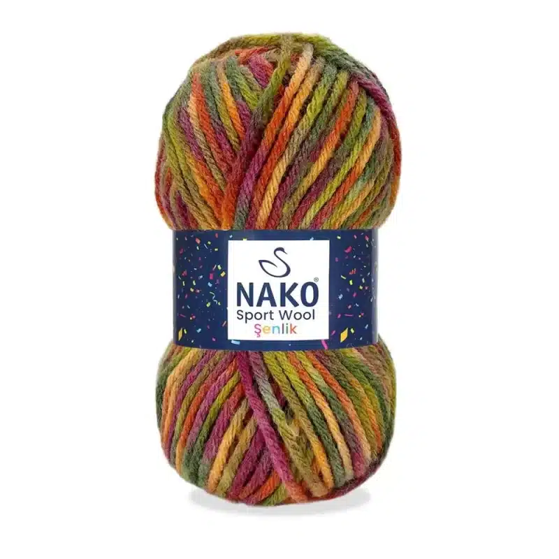 Nako Sportwool Şenlik İpliği - 12 farklı renk seçeneğiyle özgün tasarımlarınıza renk katın. Atkı, bere ve hırka projelerinizde kullanabileceğiniz sıcak ve yumuşak örgü ipliği