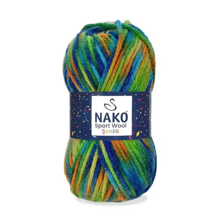Nako Sportwool Şenlik İpliği - 12 farklı renk seçeneğiyle özgün tasarımlarınıza renk katın. Atkı, bere ve hırka projelerinizde kullanabileceğiniz sıcak ve yumuşak örgü ipliği