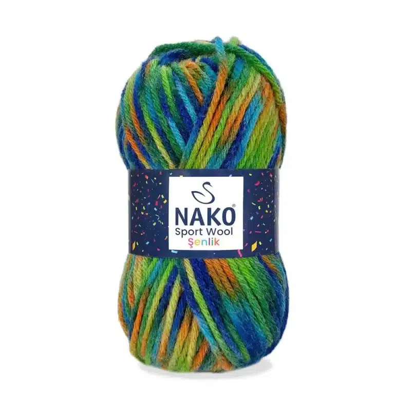 Nako Sportwool Şenlik İpliği - 12 farklı renk seçeneğiyle özgün tasarımlarınıza renk katın. Atkı, bere ve hırka projelerinizde kullanabileceğiniz sıcak ve yumuşak örgü ipliği