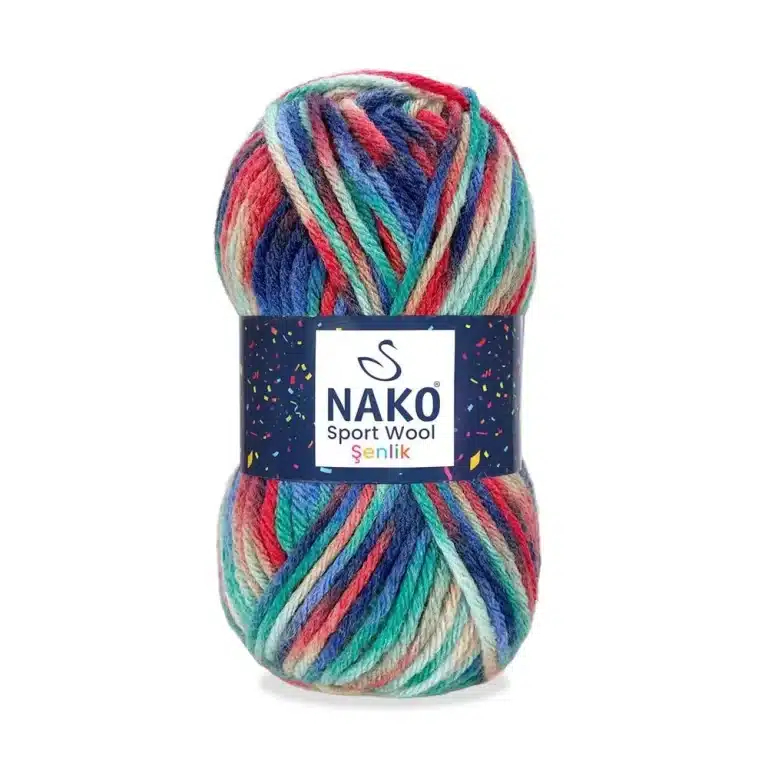 Nako Sportwool Şenlik İpliği - 12 farklı renk seçeneğiyle özgün tasarımlarınıza renk katın. Atkı, bere ve hırka projelerinizde kullanabileceğiniz sıcak ve yumuşak örgü ipliği