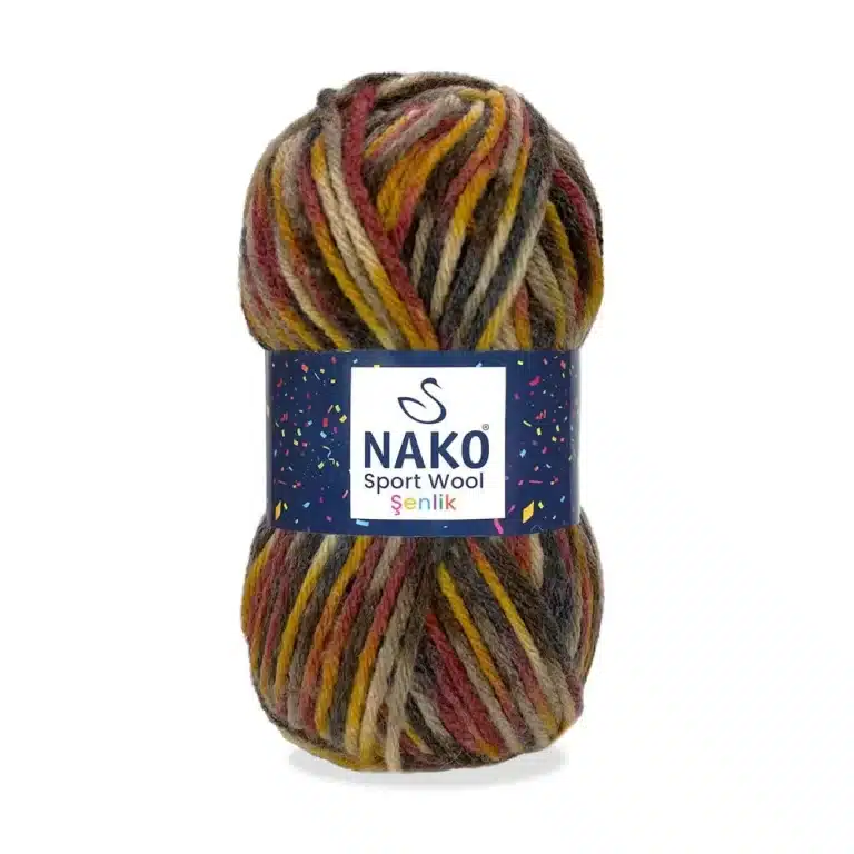 Nako Sportwool Şenlik İpliği - 12 farklı renk seçeneğiyle özgün tasarımlarınıza renk katın. Atkı, bere ve hırka projelerinizde kullanabileceğiniz sıcak ve yumuşak örgü ipliği