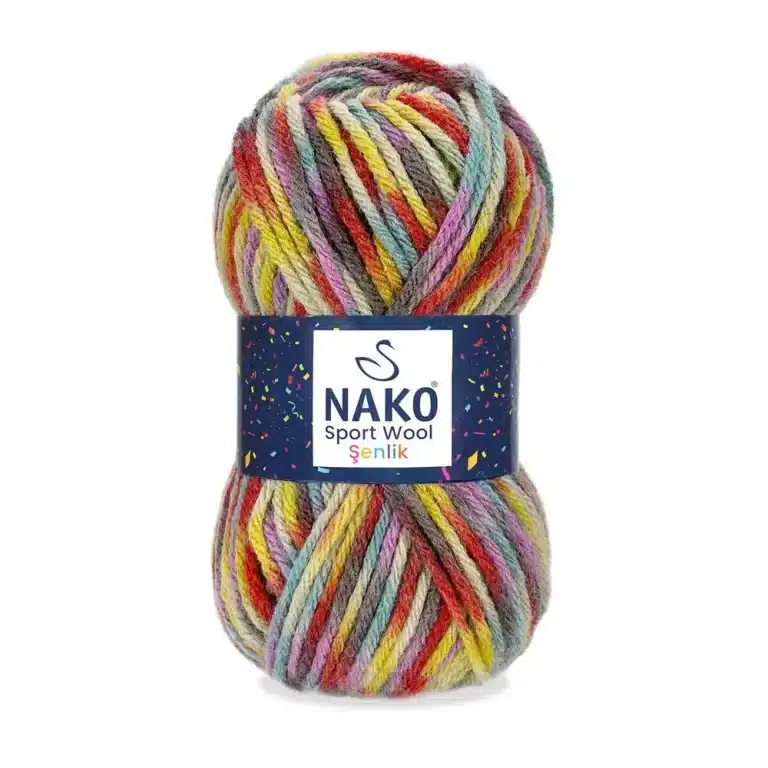 Nako Sportwool Şenlik İpliği - 12 farklı renk seçeneğiyle özgün tasarımlarınıza renk katın. Atkı, bere ve hırka projelerinizde kullanabileceğiniz sıcak ve yumuşak örgü ipliği