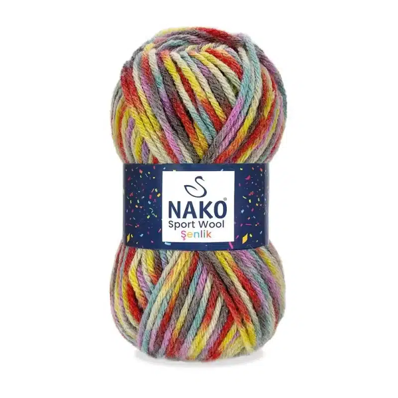 Nako Sportwool Şenlik İpliği - 12 farklı renk seçeneğiyle özgün tasarımlarınıza renk katın. Atkı, bere ve hırka projelerinizde kullanabileceğiniz sıcak ve yumuşak örgü ipliği