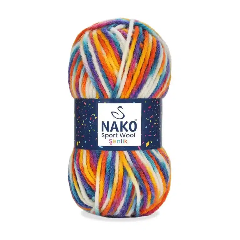 Nako Sportwool Şenlik İpliği - 12 farklı renk seçeneğiyle özgün tasarımlarınıza renk katın. Atkı, bere ve hırka projelerinizde kullanabileceğiniz sıcak ve yumuşak örgü ipliği