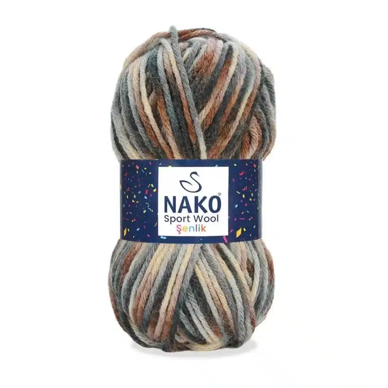Nako Sportwool Şenlik İpliği - 12 farklı renk seçeneğiyle özgün tasarımlarınıza renk katın. Atkı, bere ve hırka projelerinizde kullanabileceğiniz sıcak ve yumuşak örgü ipliği