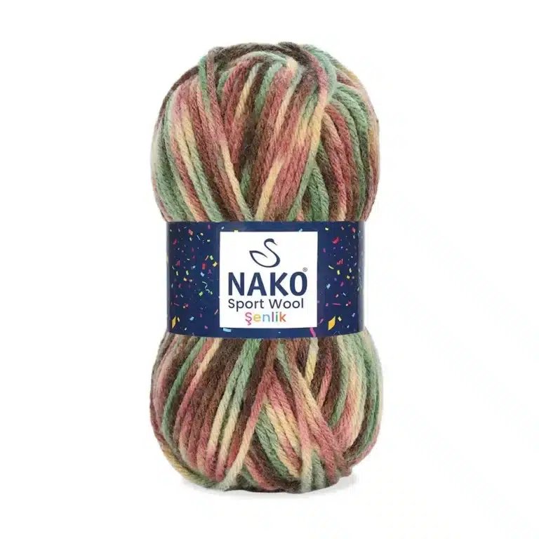 Nako Sportwool Şenlik İpliği - 12 farklı renk seçeneğiyle özgün tasarımlarınıza renk katın. Atkı, bere ve hırka projelerinizde kullanabileceğiniz sıcak ve yumuşak örgü ipliği