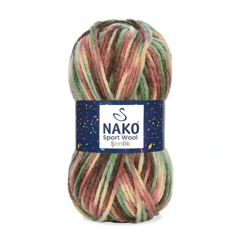 Nako Sportwool Şenlik İpliği - 12 farklı renk seçeneğiyle özgün tasarımlarınıza renk katın. Atkı, bere ve hırka projelerinizde kullanabileceğiniz sıcak ve yumuşak örgü ipliği