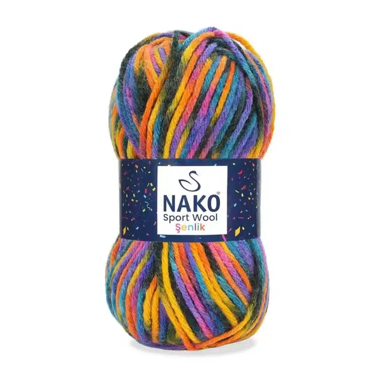 Nako Sportwool Şenlik İpliği - 12 farklı renk seçeneğiyle özgün tasarımlarınıza renk katın. Atkı, bere ve hırka projelerinizde kullanabileceğiniz sıcak ve yumuşak örgü ipliği