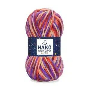 Nako Sportwool Şenlik İpliği - 12 farklı renk seçeneğiyle özgün tasarımlarınıza renk katın. Atkı, bere ve hırka projelerinizde kullanabileceğiniz sıcak ve yumuşak örgü ipliği