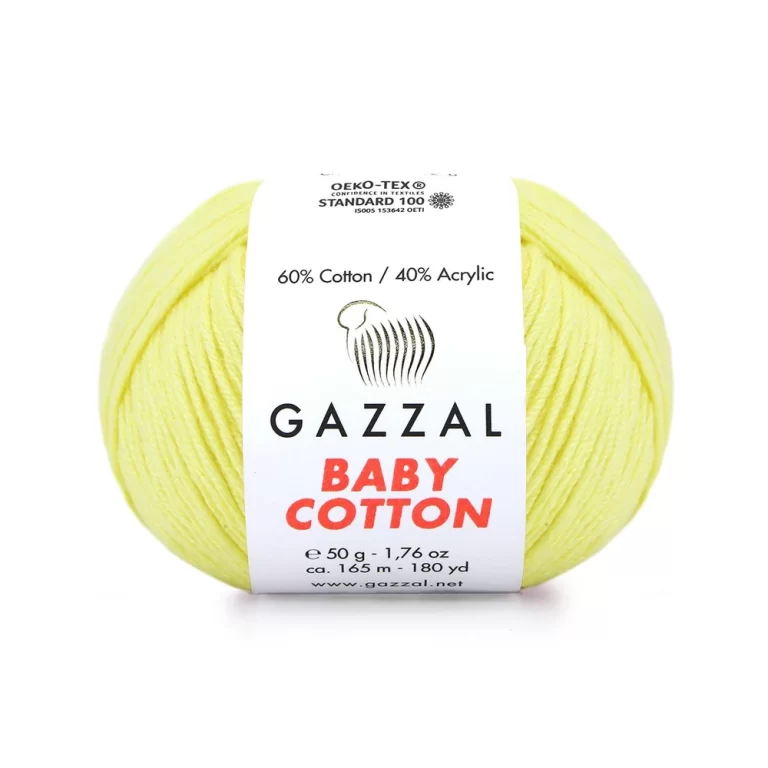 Gazzal Baby Cotton ile renklerin büyülü dünyasına adım atın. Yumuşak dokusu ve çeşitli renkleriyle her örgüye zarafet katın, özgünlüğünüzü ön plana çıkarın