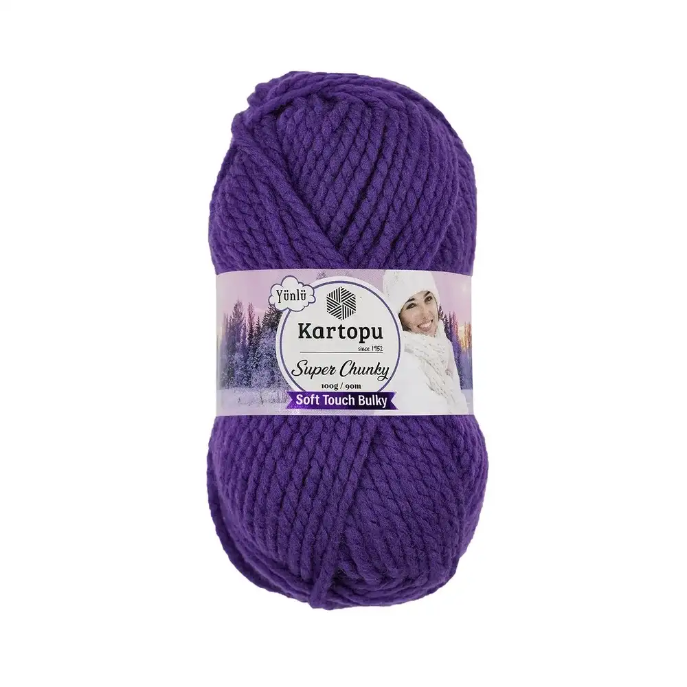 kartopu-super-chunky-k725 Kartopu Super Chunky el örgü ipliği, %80 akrilik ve %20 yün karışımından üretilmiş, 100 gramlık ve 90 metre uzunluğunda yumuşak dokulu iplik. Kazak, yelek, hırka, atkı, bere gibi örgü projelerinde kullanılabilecek ideal bir ip.Kartopu Super Chunky el örgü ipliği, %80 akrilik ve %20 yün karışımından üretilmiş, 100 gramlık ve 90 metre uzunluğunda yumuşak dokulu iplik. Kazak, yelek, hırka, atkı, bere gibi örgü projelerinde kullanılabilecek ideal bir ip.