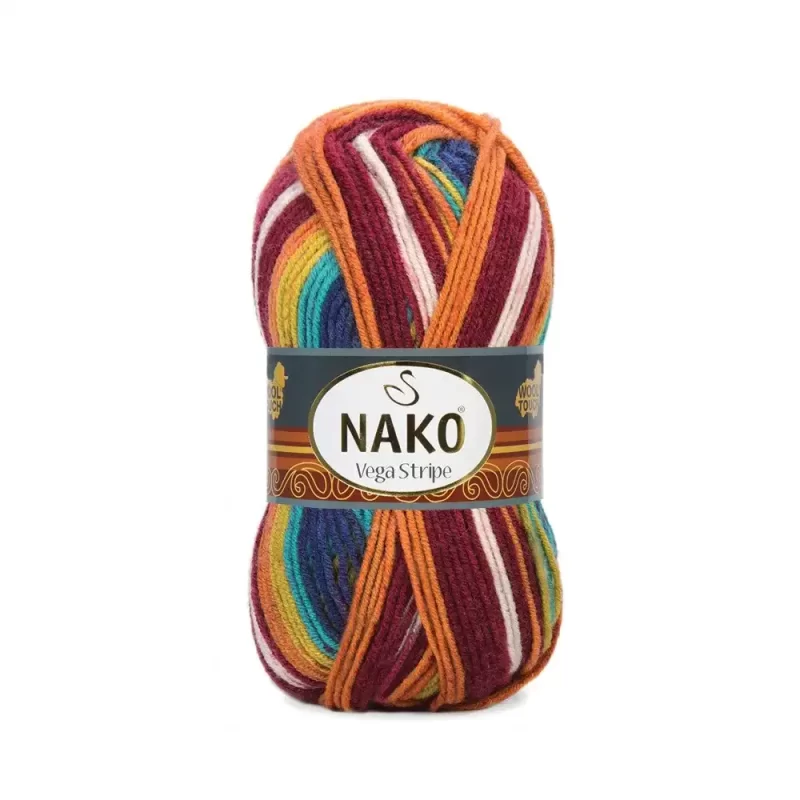 Nako Vega Stripe Batik: Renk cümbüşü ve dokunaklı yumuşaklık bir araya geliyor. Hırka, kazak, atkı ve daha fazlası için ideal. Yaratıcılığınıza renk katın