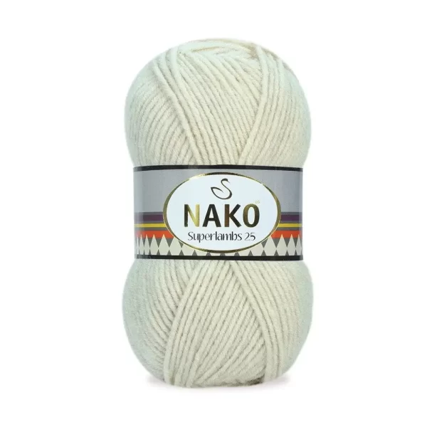 Nako Süperlambs 25 İplik: %25 yün, %75 akrilik, 100 g - 200 m. Kolay örülür, 30°C’de yıkanabilir, zengin renk seçenekleriyle her projeye uygun!