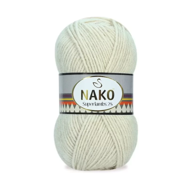 Nako Süperlambs 25 İplik: %25 yün, %75 akrilik, 100 g - 200 m. Kolay örülür, 30°C’de yıkanabilir, zengin renk seçenekleriyle her projeye uygun!