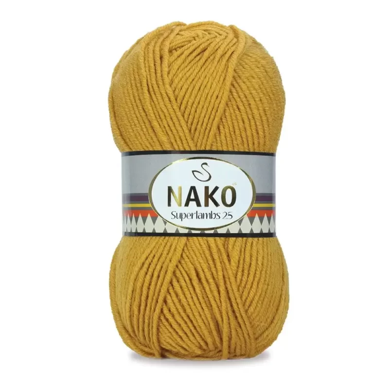Nako Süperlambs 25 İplik: %25 yün, %75 akrilik, 100 g - 200 m. Kolay örülür, 30°C’de yıkanabilir, zengin renk seçenekleriyle her projeye uygun!