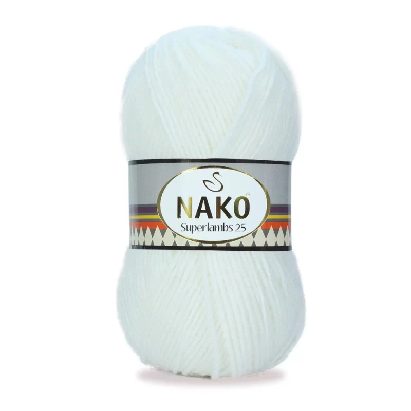 Nako Süperlambs 25 İplik: %25 yün, %75 akrilik, 100 g - 200 m. Kolay örülür, 30°C’de yıkanabilir, zengin renk seçenekleriyle her projeye uygun!